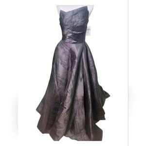 Alyce Paris Elegant Strapless Charcoal Dress